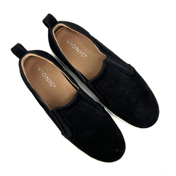 Vionic Kimmie Perf Perforated Slip-On Sneakers Black Suede Size 9.5 - Picture 7 of 10